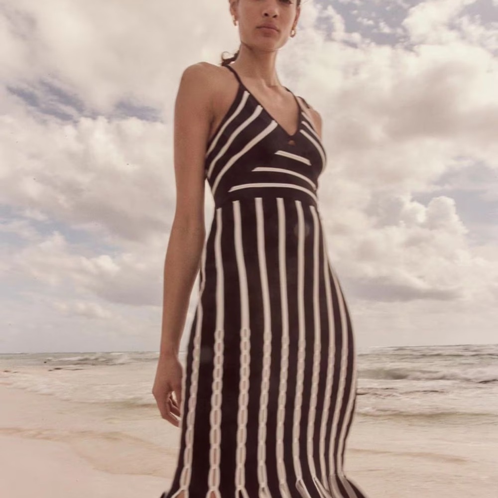 White House Black Market Black and White Striped Dress